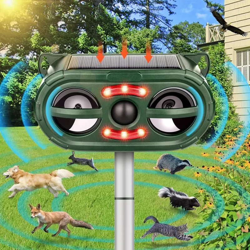 Solar-Powered Animal Repeller, Deer Repellent Devices, Waterproof Ultrasonic Pest Repellent🔥
