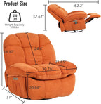 Power Recliner Chair, Massage Rocker Recliner Chairs for Adults with Heated, Oversized Rocker Swivel Chairs for Living Room, Comfy Nursery Rocking Chairs with USB-C Ports and Side Pocket, White🔥