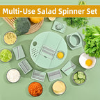 🥗 3-in-1 Large Salad Spinner Set | 5.3 Qt Vegetable Washer with Slicer & Strainer for Kitchen🔥