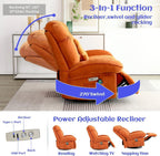 Power Recliner Chair, Massage Rocker Recliner Chairs for Adults with Heated, Oversized Rocker Swivel Chairs for Living Room, Comfy Nursery Rocking Chairs with USB-C Ports and Side Pocket, White🔥