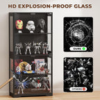 Display Cabinet with Glass Doors, 4-Tier Curio Cabinet with 3 Color Lights for Collectibles, Glass Display Case with Human Body Sensor, Storage Cabinet, White🔥