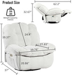 Power Recliner Chair, Massage Rocker Recliner Chairs for Adults with Heated, Oversized Rocker Swivel Chairs for Living Room, Comfy Nursery Rocking Chairs with USB-C Ports and Side Pocket, White🔥