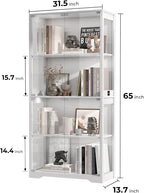Display Cabinet with Glass Doors, 4-Tier Curio Cabinet with 3 Color Lights for Collectibles, Glass Display Case with Human Body Sensor, Storage Cabinet, White🔥