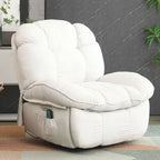 Power Recliner Chair, Massage Rocker Recliner Chairs for Adults with Heated, Oversized Rocker Swivel Chairs for Living Room, Comfy Nursery Rocking Chairs with USB-C Ports and Side Pocket, White🔥
